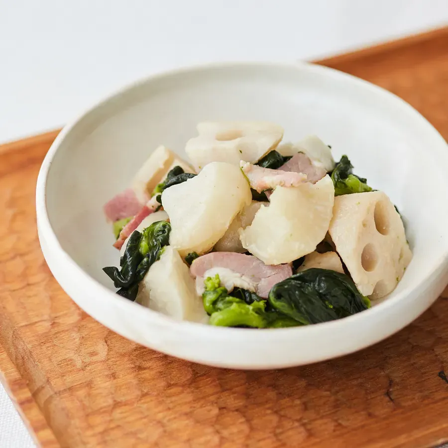 かぶと菜の花のガーリックバター炒め