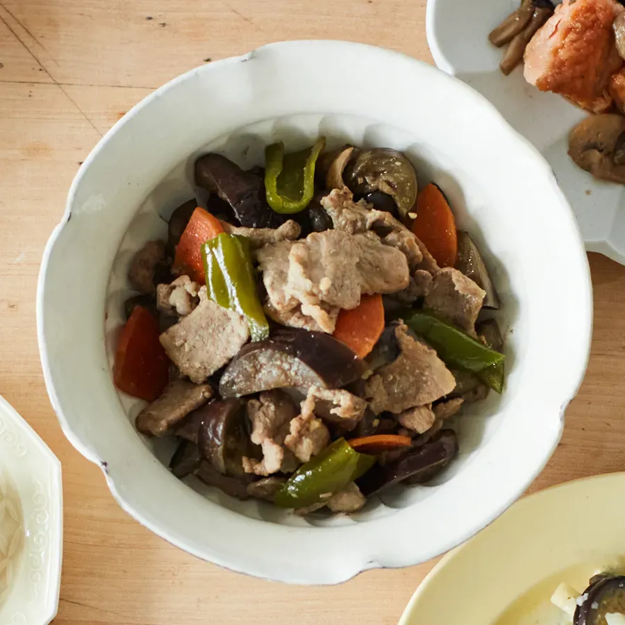 なすと豚肉のみそ炒め