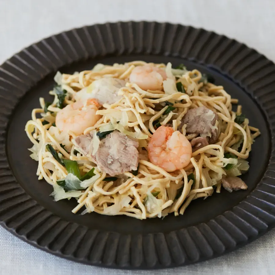 豆腐干と海老の中華炒め