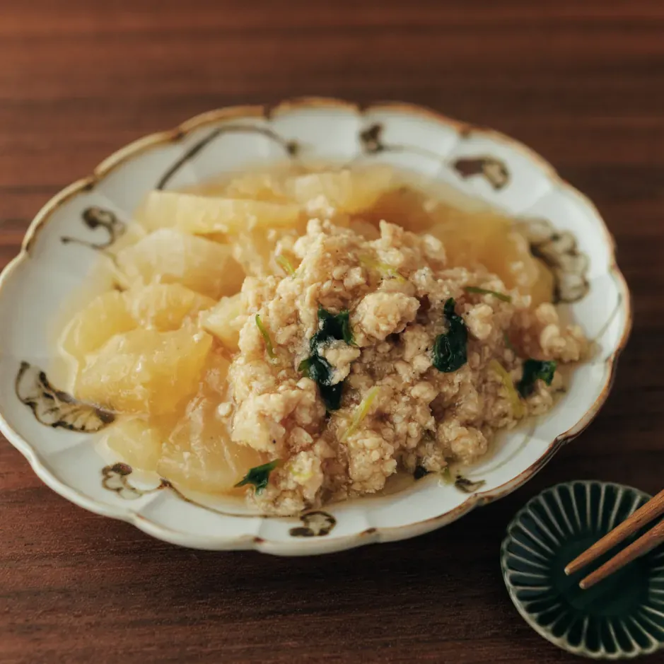 鶏そぼろ大根山椒添え